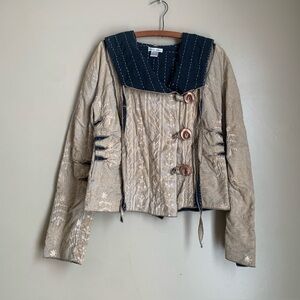 Dean Alan Blazer Jacket Hooded Embroidered Woven Cotton Artsy Boho Lagenlook XL